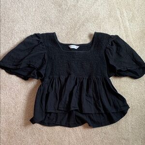 Elegant Black Ruffled Peplum Blouse